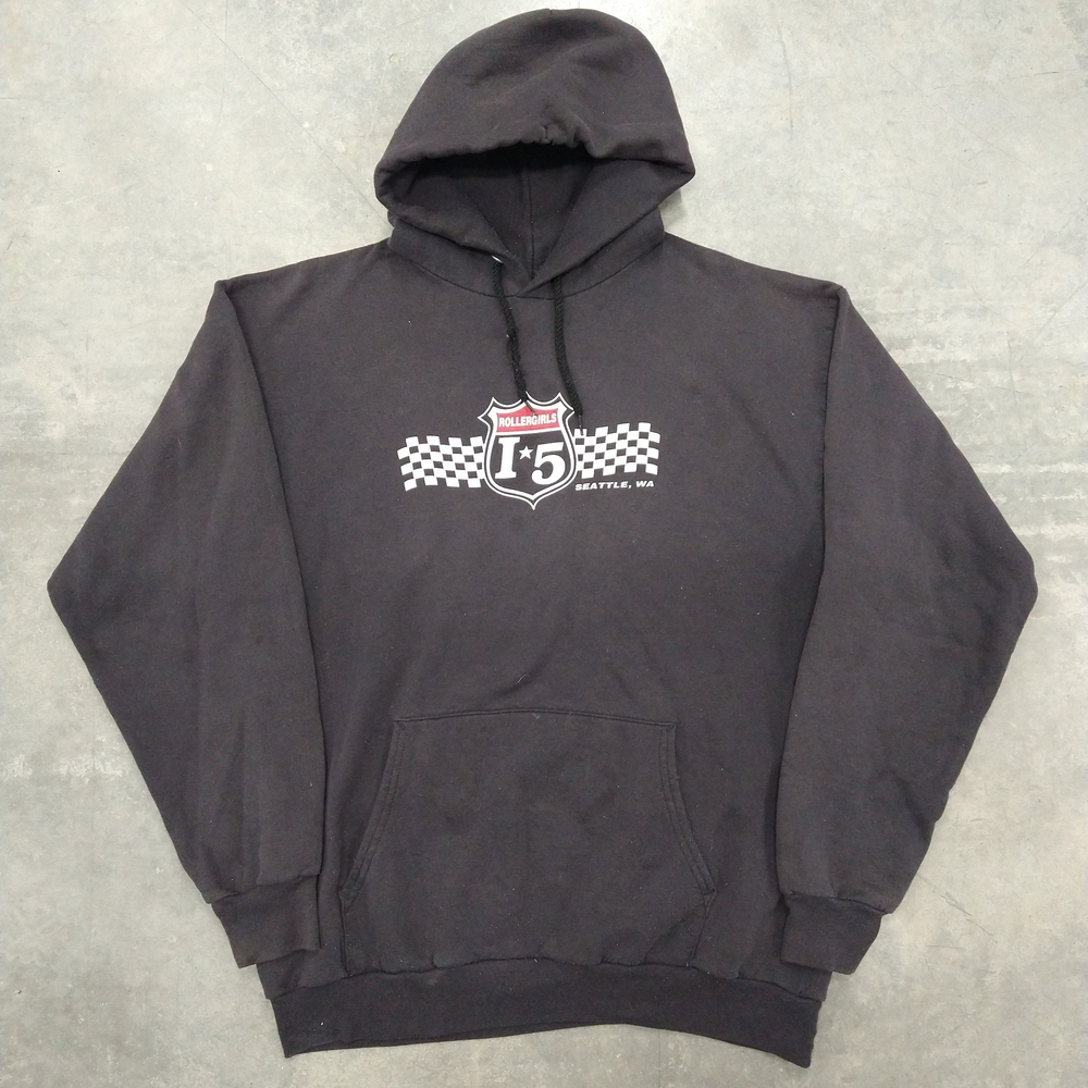 RollerGirls I-5 Port and Company Black Graphic Hoodie Seattle L Measurements VTG